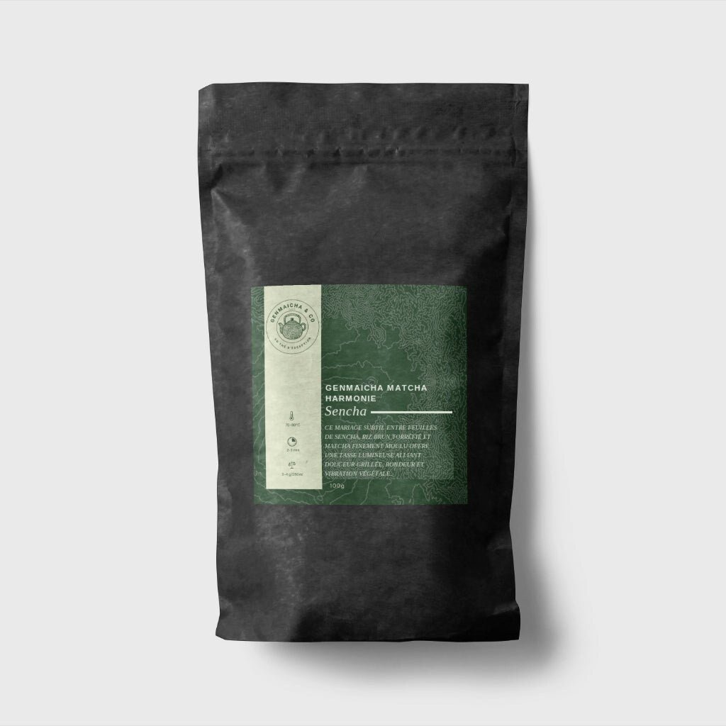 GENMAICHA MATCHA HARMONIE – Énergie & Douceur – Format 100 g à 15,20 € TTC | Genmaicha & Co